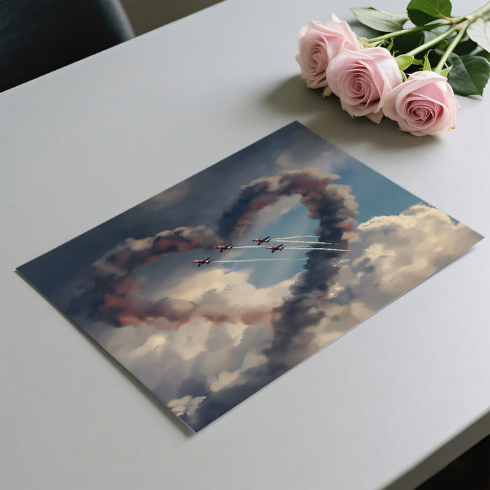 Aerial Heart Formation Wall Mural | Romantic Sky Adventure & Cinematic Jet Trail Art