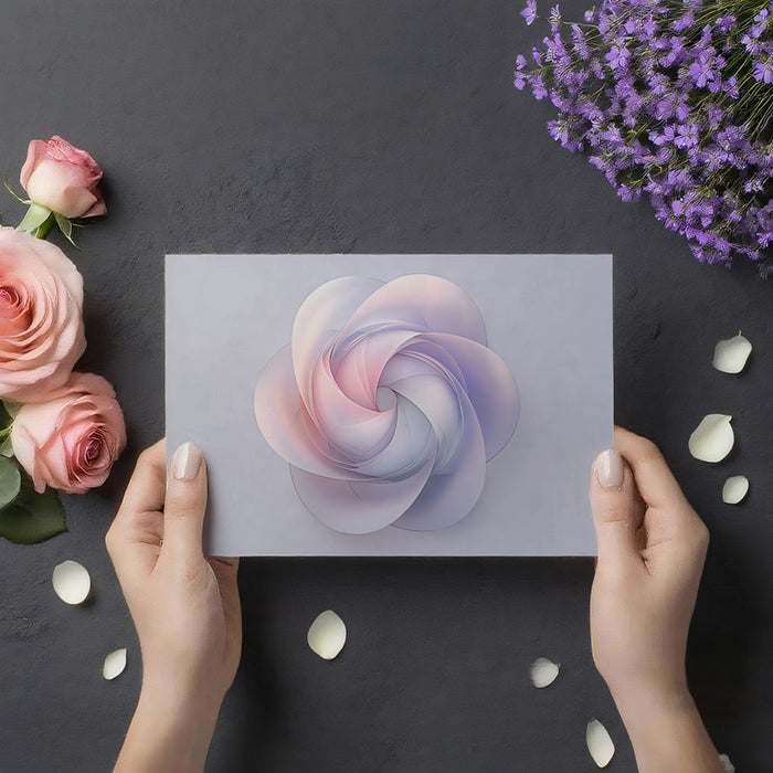 Abstract Petal Swirl Wall Mural | Minimalist Pastel Geometry & Ethereal Floral Architecture