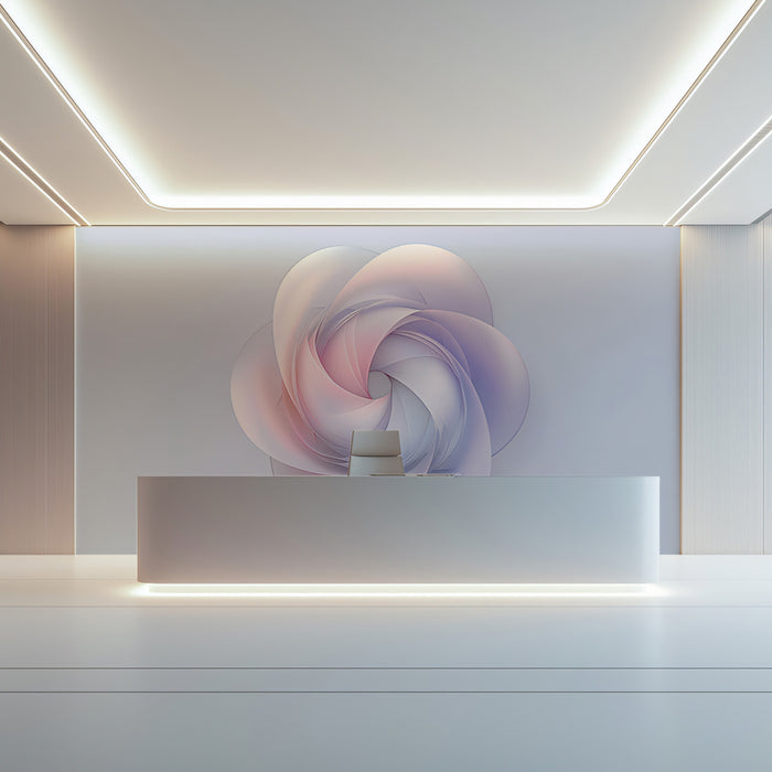 Abstract Petal Swirl Wall Mural | Minimalist Pastel Geometry & Ethereal Floral Architecture