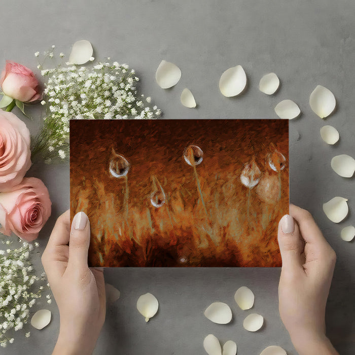 Warm Earthy Moss & Spores Wall Mural | Impressionist Nature Texture & Golden Amber Botanical Art