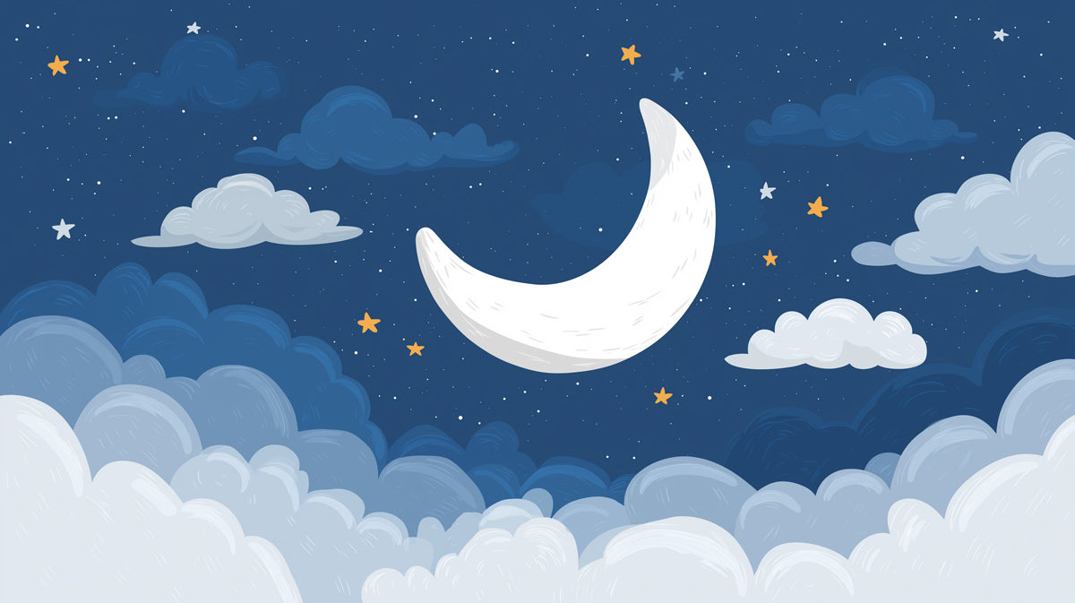 Dreamy Pastel Moonlit Clouds Wall Mural | Whimsical Hand-Painted Night Sky Nursery Art