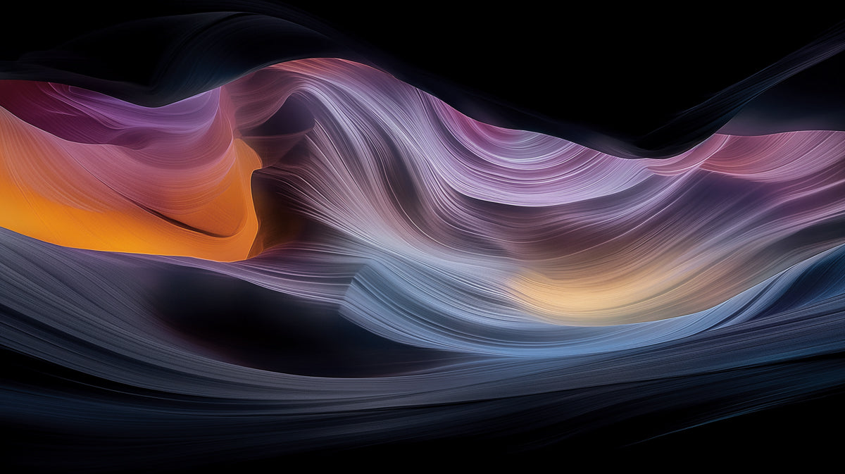 Galactic Antelope Canyon Swirl Wall Mural | Abstract Sandstone Flow & Moody Purple Glow Feature Wall