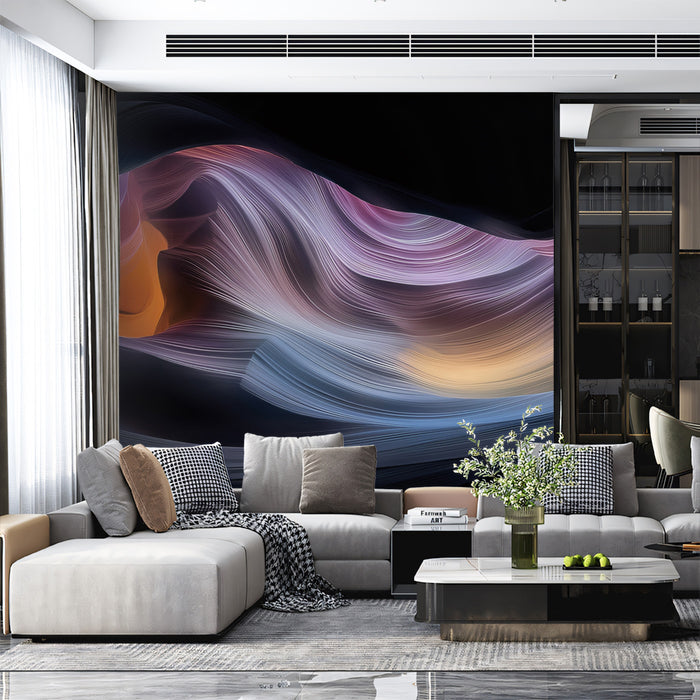 Galactic Antelope Canyon Swirl Wall Mural | Abstract Sandstone Flow & Moody Purple Glow Feature Wall