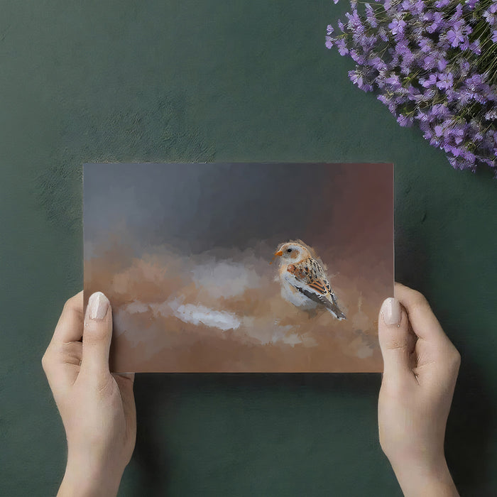 Snow Bunting Impressionist Sketch Wall Mural | Delicate Winter Bird & Serene Muted Earth Tones