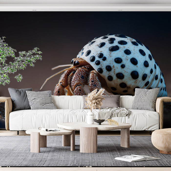 Dalmation Snail Shell Hermit Crab Wall Mural | Surreal Macro Marine Life & Intricate Nature Pattern Decor