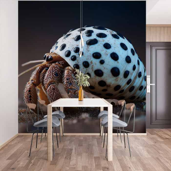Dalmation Snail Shell Hermit Crab Wall Mural | Surreal Macro Marine Life & Intricate Nature Pattern Decor