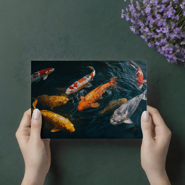 Vibrant Koi Pond Fluidity Wall Mural | High-Detail Realistic Marine Life & Serene Water Movement