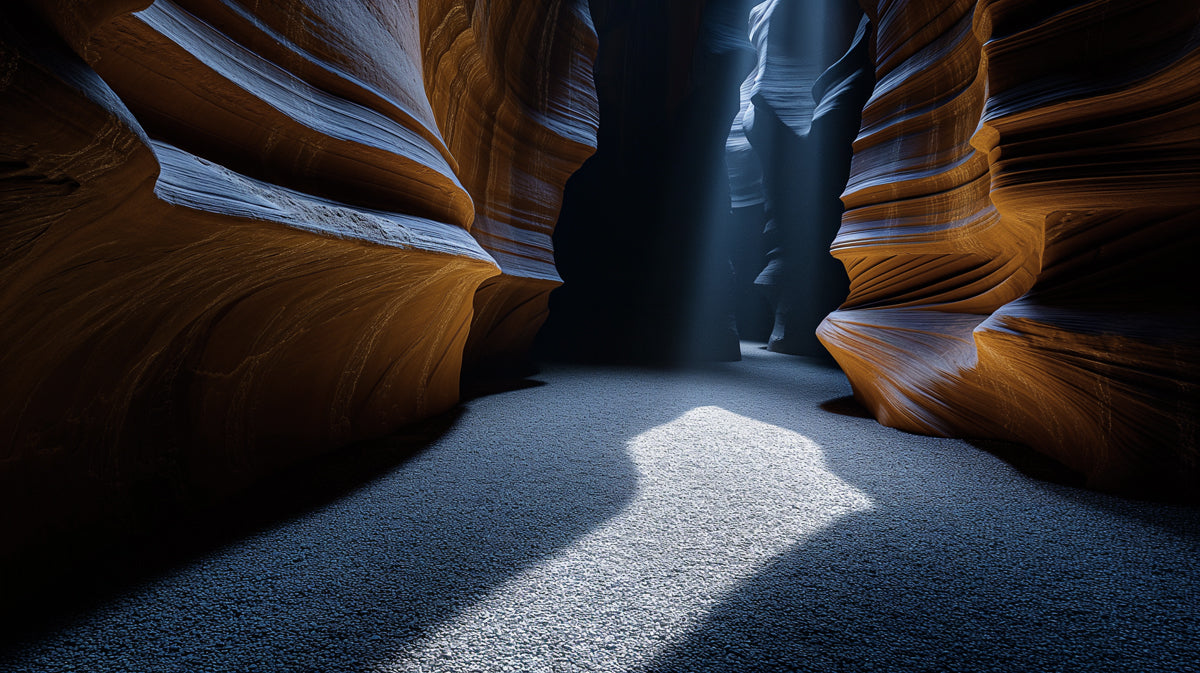 Mystic Canyon Moonlight Wall Mural | Moody Blue Topography & Ethereal Night Crevice Art