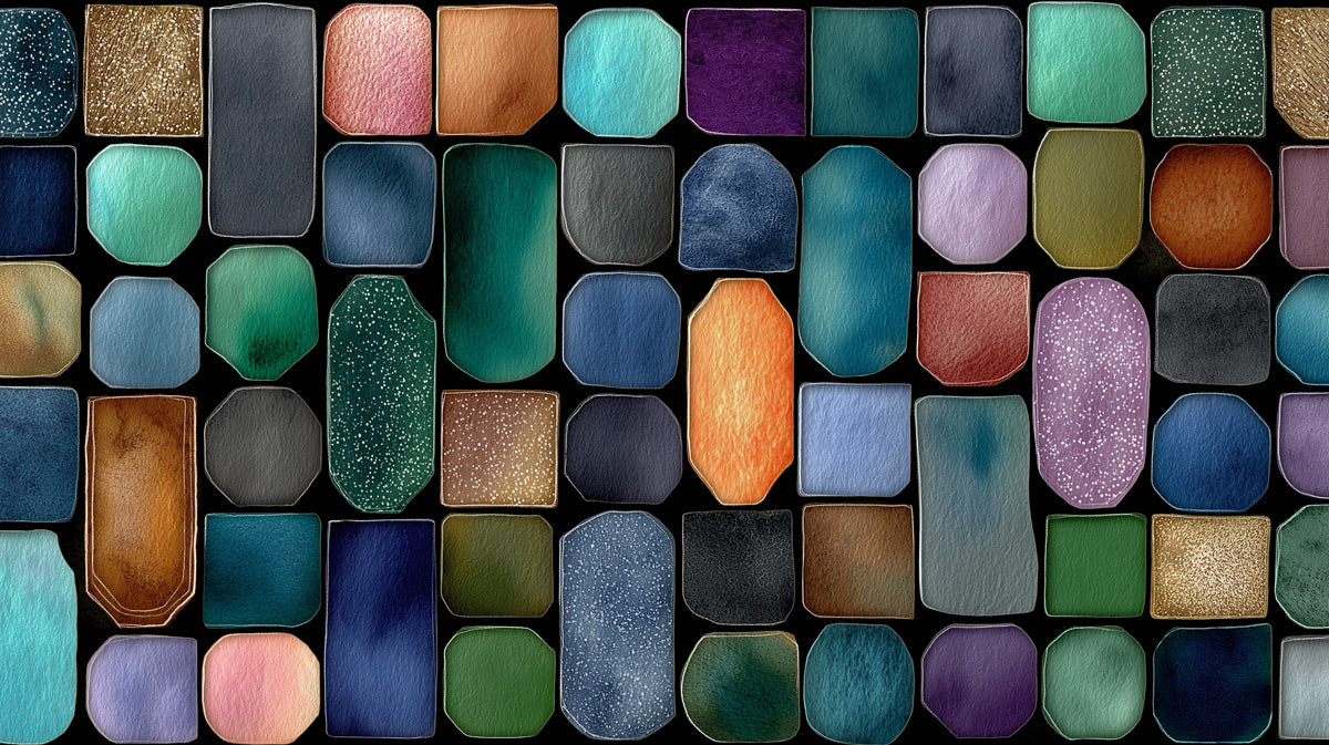 Abstract Watercolor Gemstone Grid Wall Mural | Modern Bohemian Texture & Vibrant Geometric Mosaic Art