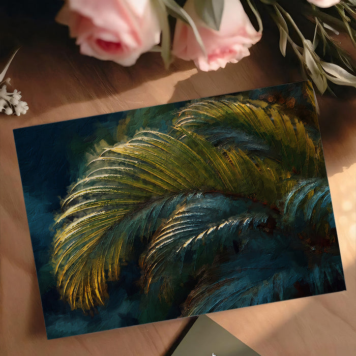 Lush Tropical Palm Impression Wall Mural | Moody Emerald Texture & Deep Jungle Nature Art