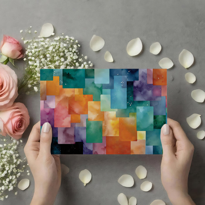 Abstract Watercolor Color Block Mosaic Wall Mural | Vibrant Artistic Grid & Modern Ethereal Texture Art