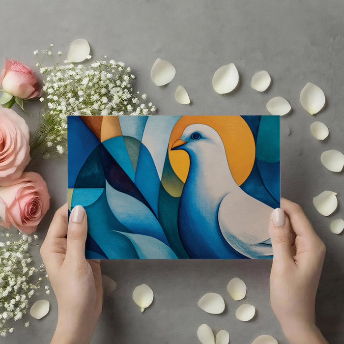 Modern Abstract Dove Geometric Wall Mural - Minimalist Peace Symbol Decor for Offices and Homes