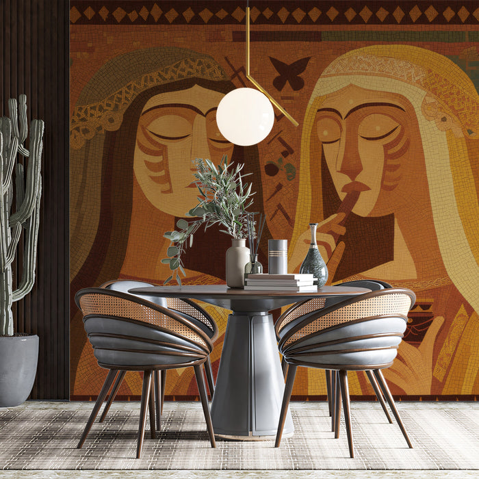 Classical Mediterranean Mosaic Wall Mural - Ancient Historical Art Theme for Elegant Interiors