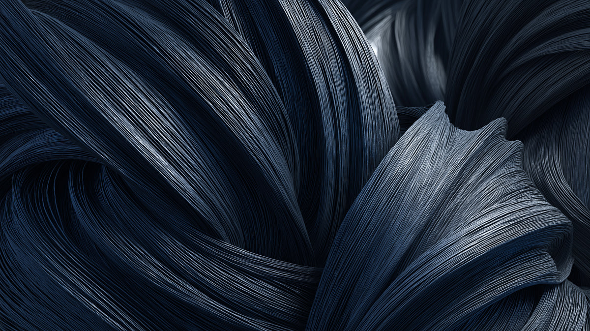 Dark Blue Abstract Flow 3D Wallpaper - Modern Sculptural Lines Mural
