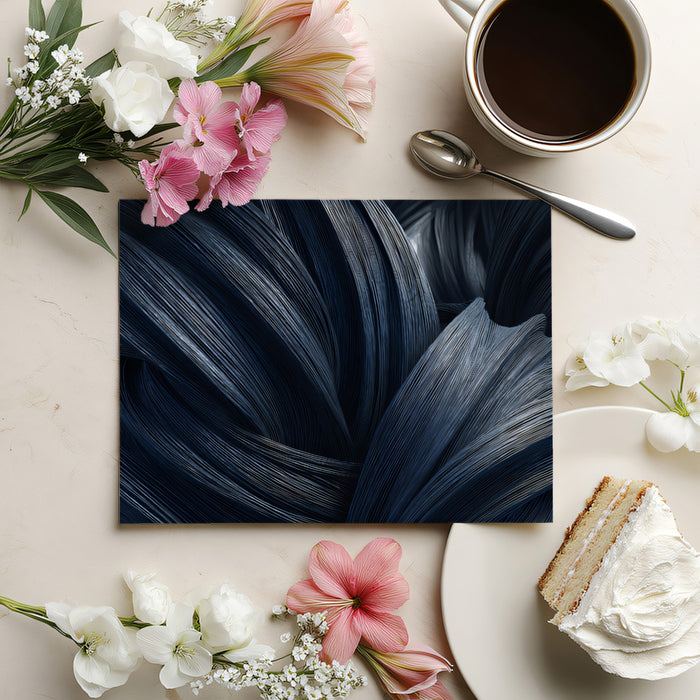 Dark Blue Abstract Flow 3D Wallpaper - Modern Sculptural Lines Mural