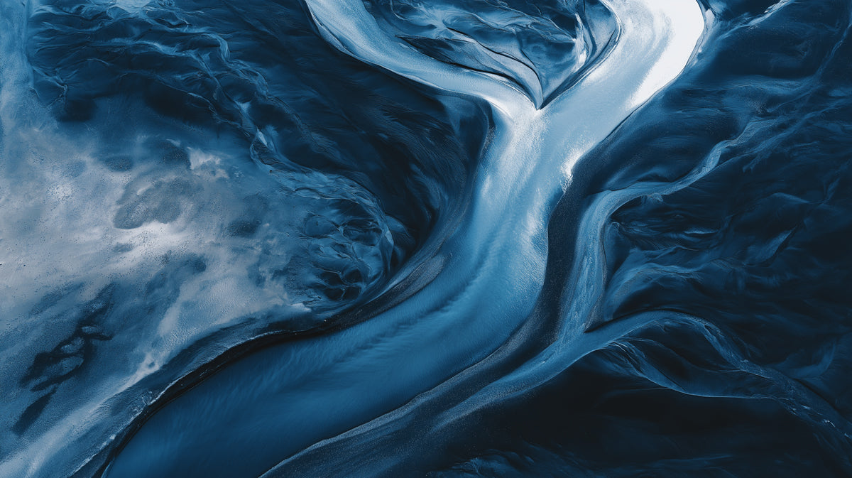 Abstract Blue Glacial River - Aerial Nature Texture Wallpaper