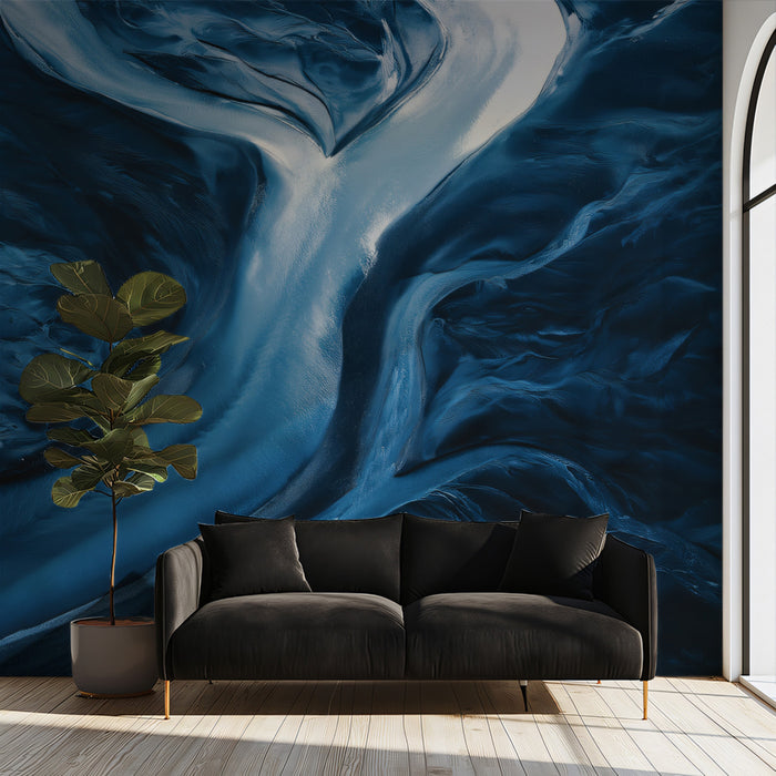 Abstract Blue Glacial River - Aerial Nature Texture Wallpaper