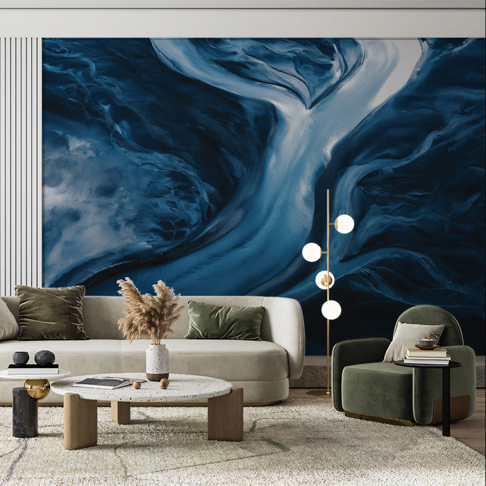 Abstract Blue Glacial River - Aerial Nature Texture Wallpaper