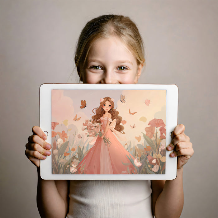 Whimsical Flower Fairy Princess - Anime Style Nursery Wallpaper