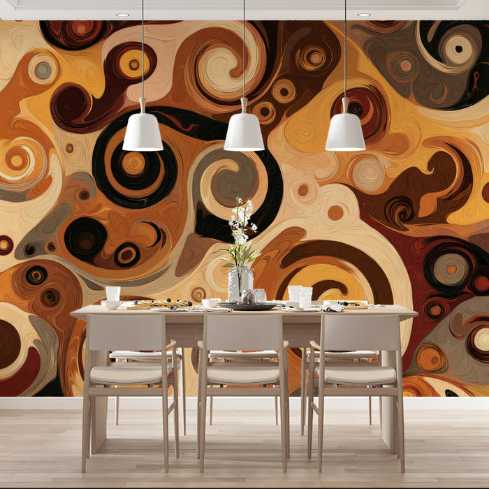 Golden Abstract Swirls & Spirals - Art Nouveau Style Mural