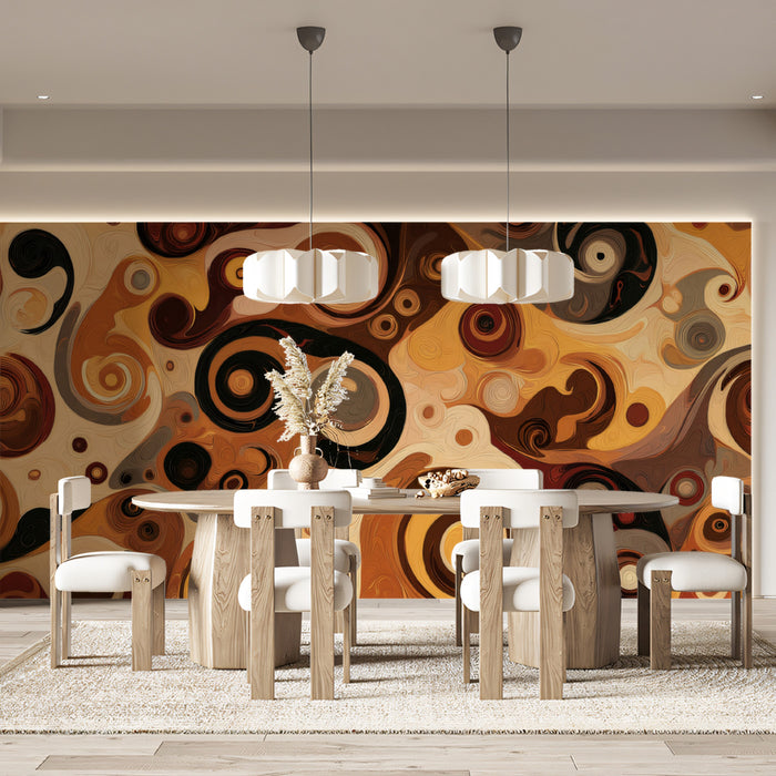 Golden Abstract Swirls & Spirals - Art Nouveau Style Mural