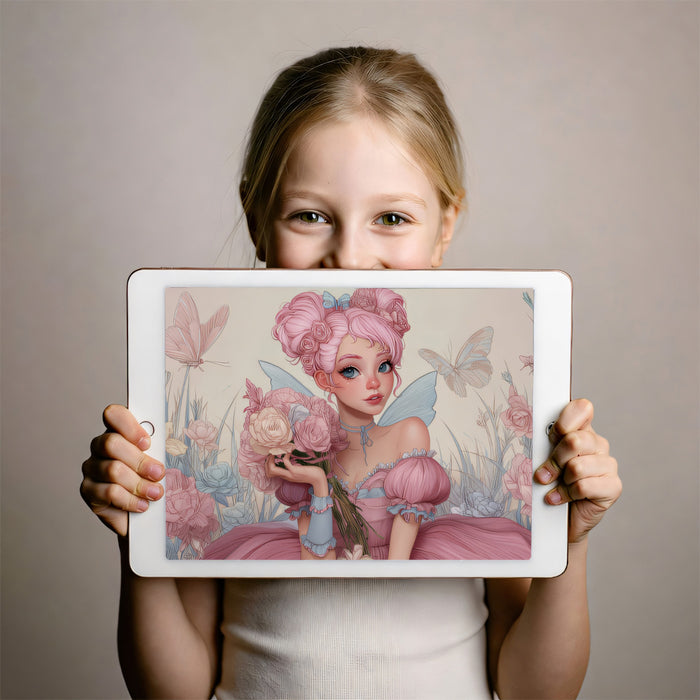 Pink Floral Fairy Princess - Whimsical Anime Portrait Wallpaper