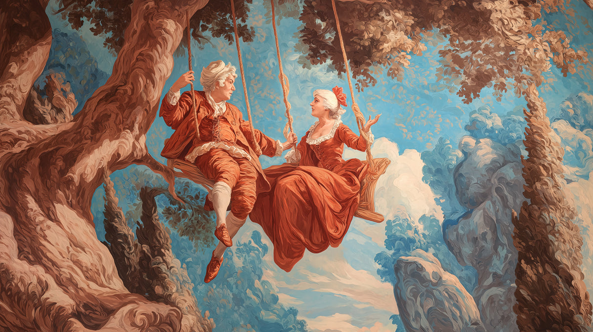 Rococo Courtship on the Swing - Romantic Vintage Mural