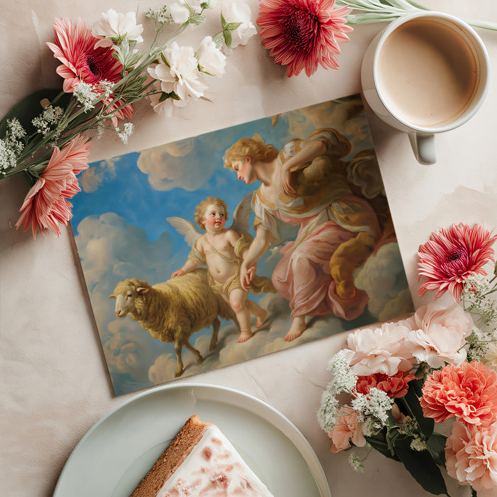 Renaissance Angel & Sheep in Clouds - Heavenly Classic Mural