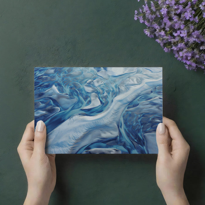 Icy Blue Glacial River Aerial - Textured Abstract Nature Mural