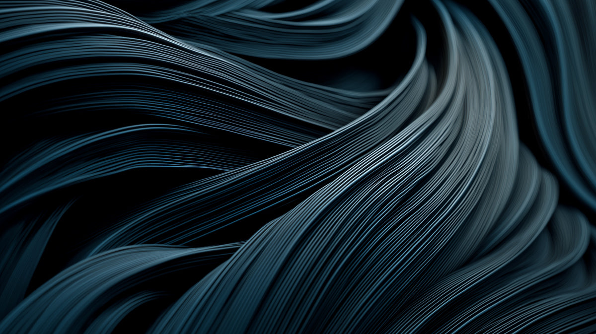 Dark Teal Abstract Wave Lines - 3D Flowing Texture Wallpaper