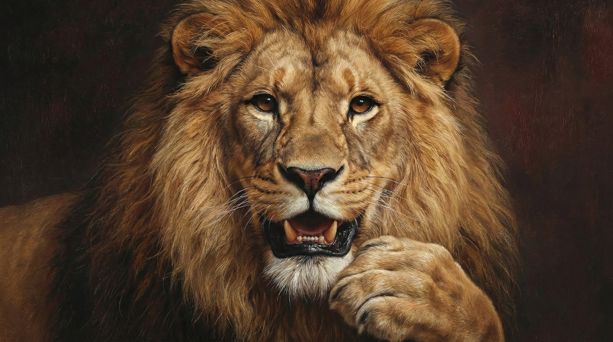 Majestic Lion Portrait - Dark Realistic Wildlife Mural