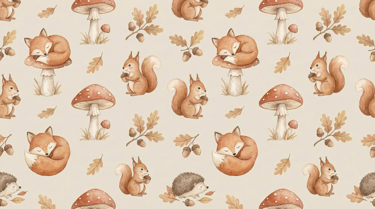 Forest Friends Pattern - Watercolor Fox & Squirrel Wallpaper