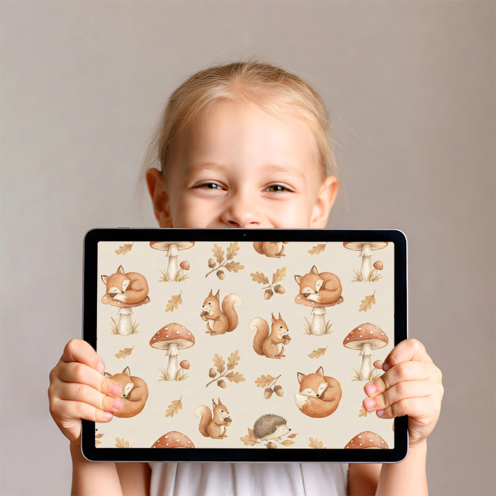 Forest Friends Pattern - Watercolor Fox & Squirrel Wallpaper