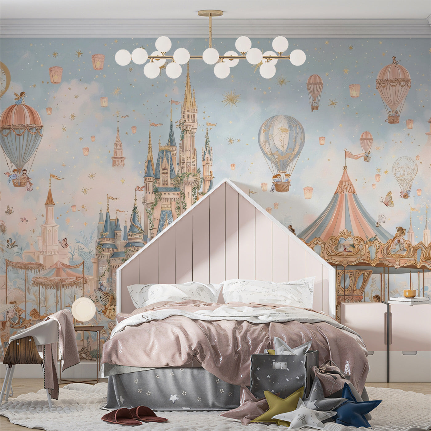 Fairytale Castle & Carousel - Pastel Princess Kingdom Mural — Vivawalls ...