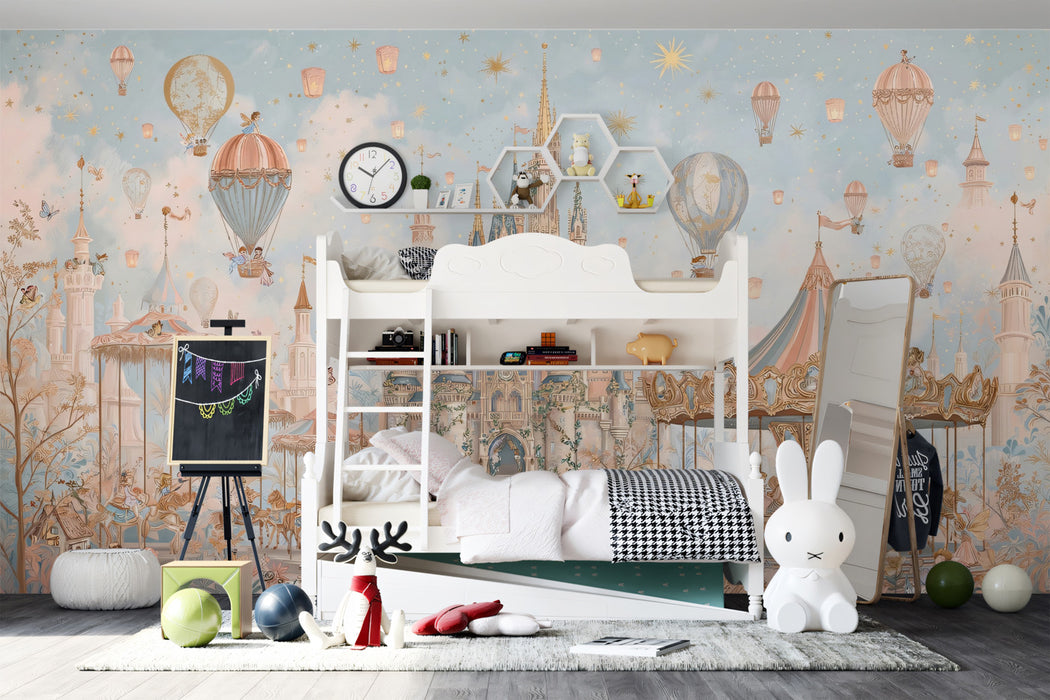 Fairytale Castle & Carousel - Pastel Princess Kingdom Mural