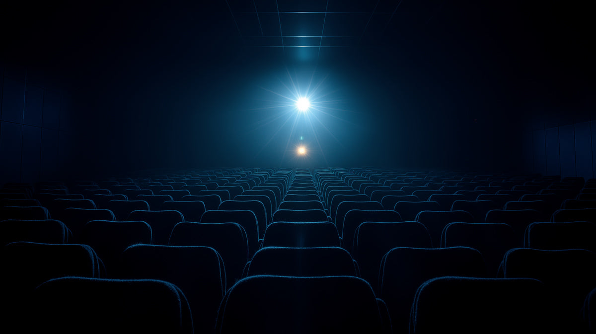 Blue Cinema Spotlight - Home Theater Projection Room Wallpaper