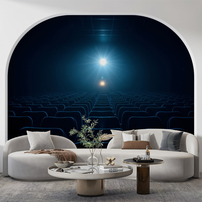 Blue Cinema Spotlight - Home Theater Projection Room Wallpaper
