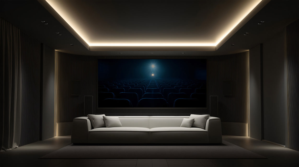 Blue Cinema Spotlight - Home Theater Projection Room Wallpaper