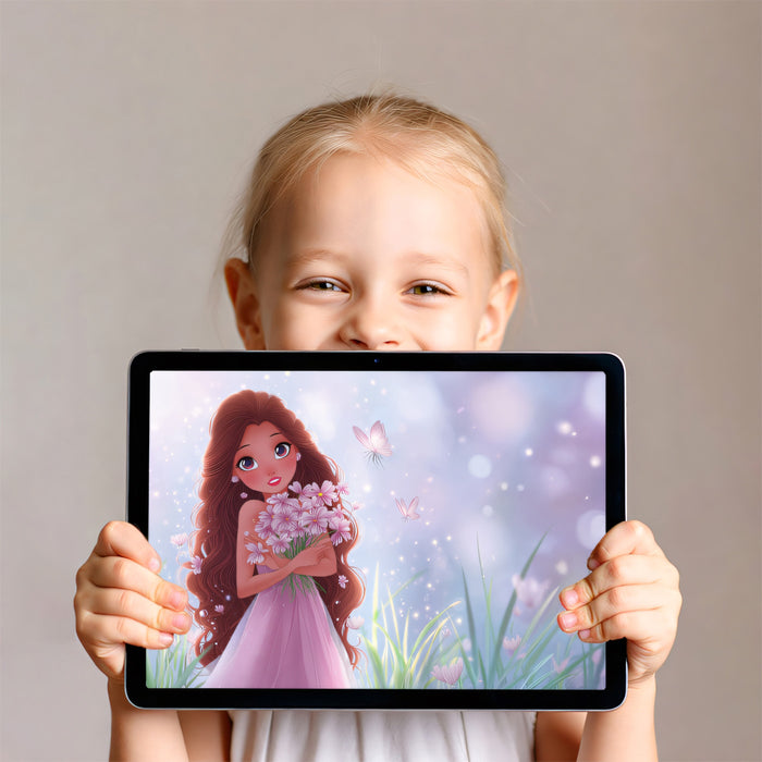 Magical Anime Princess - Sparkly Pink Floral Nursery Mural