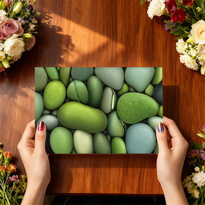 Smooth Green River Stones - Organic Pebble Texture Wallpaper