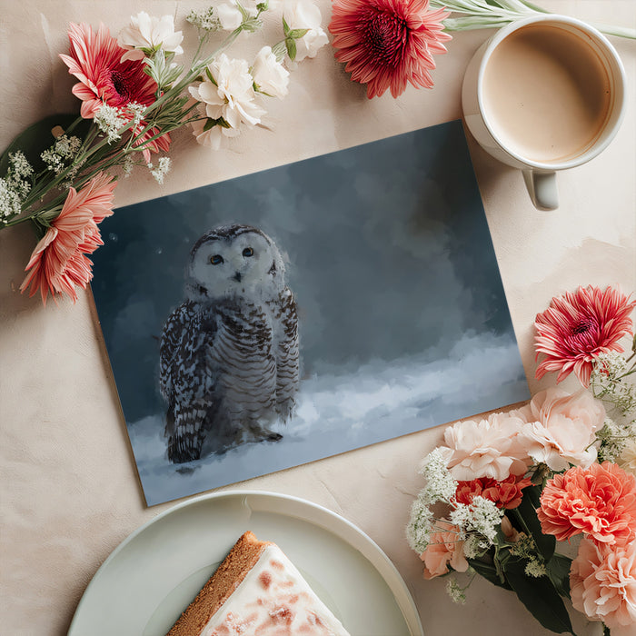 Painted Snowy Owl - Winter Wildlife Art Mural