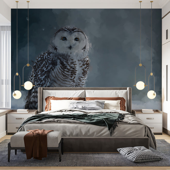Painted Snowy Owl - Winter Wildlife Art Mural