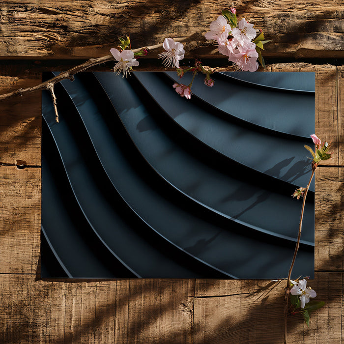 Dark Blue Metallic Waves - 3D Modern Texture Wallpaper