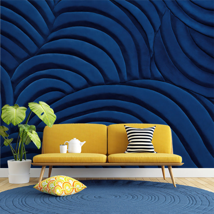 Midnight Blue Swirls - 3D Relief Texture Wallpaper