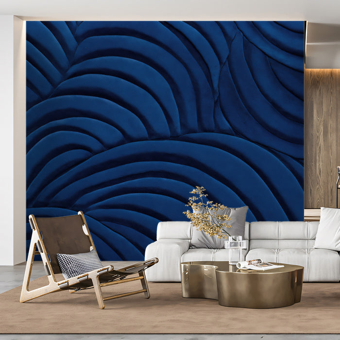 Midnight Blue Swirls - 3D Relief Texture Wallpaper