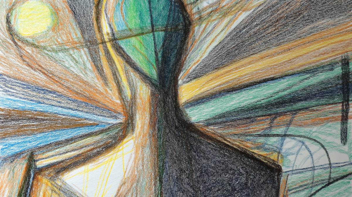 Abstract Crayon Tree - Naive Art Expressionist Mural