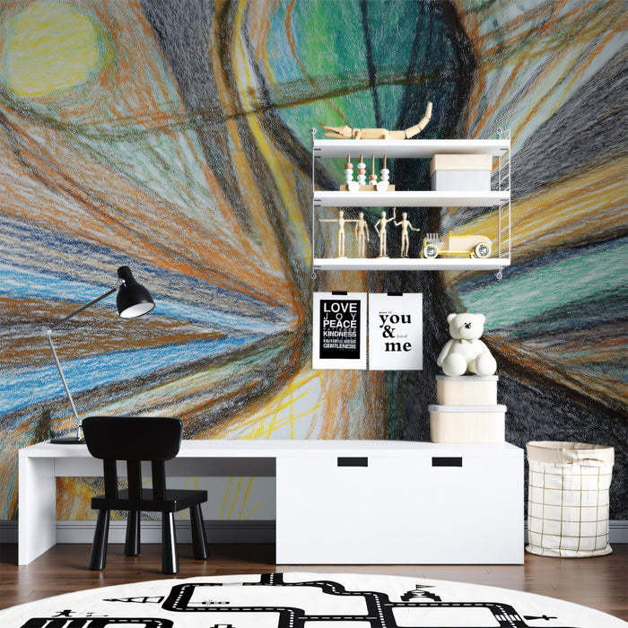 Abstract Crayon Tree - Naive Art Expressionist Mural