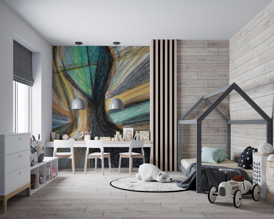 Abstract Crayon Tree - Naive Art Expressionist Mural