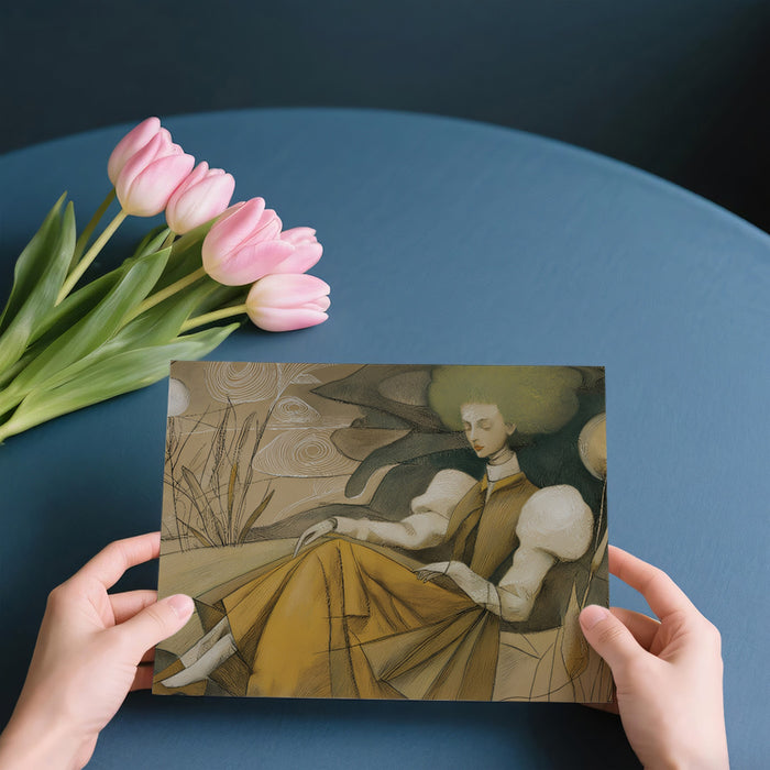 Surreal Cloud Muse - Whimsical Woman Illustration Mural