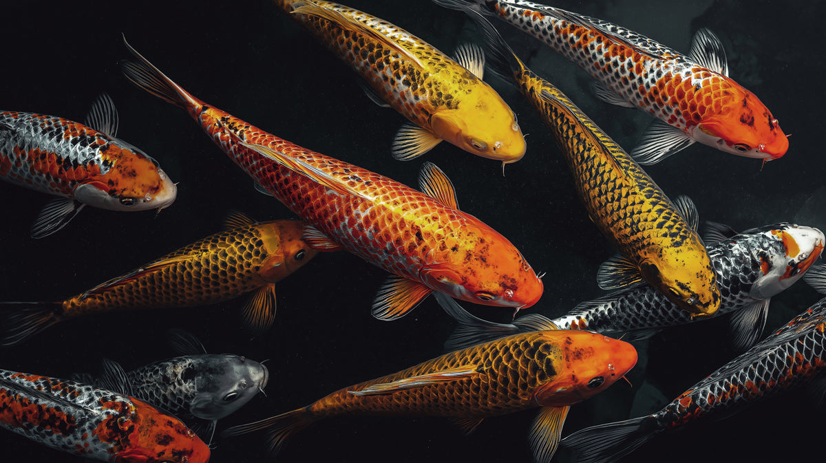 Golden Koi Pond - Top Down Fish Water Mural